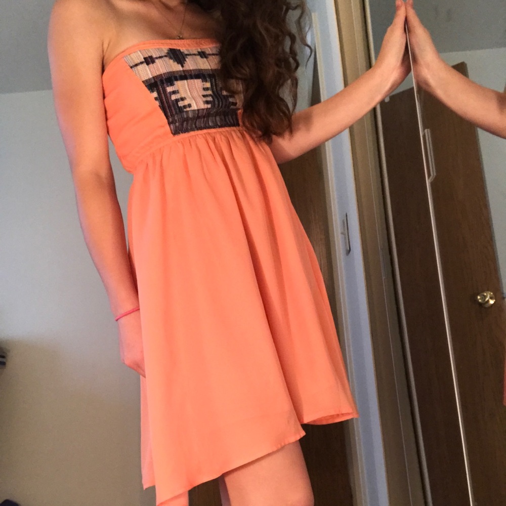 Peach strapless dress